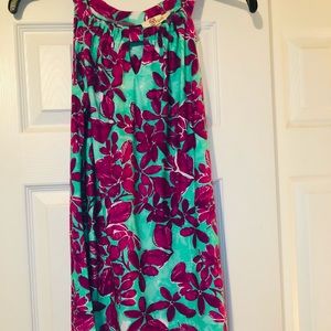 Dark purple flower dress mint green.